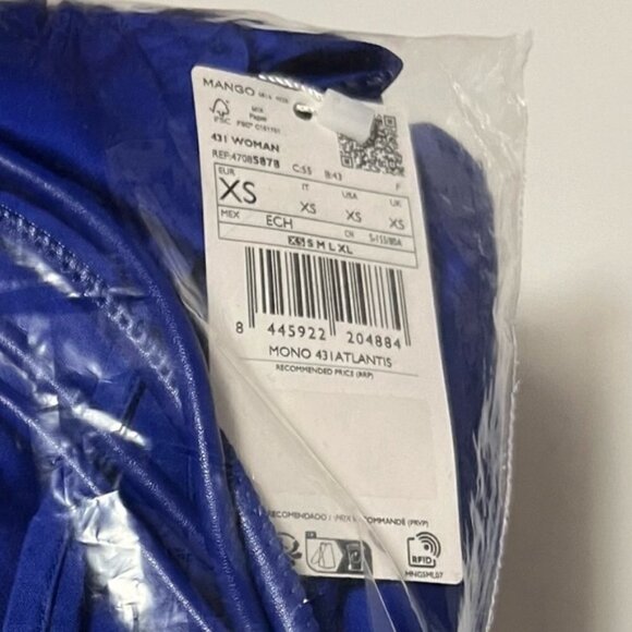 Mango, Women's Satin Jumpsuit with Belt - Blue. Size: XS. NWT. - Picture 3 of 5